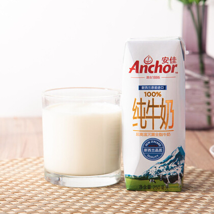 anchor 安佳 超高温灭菌全脂牛奶 250ml*24 新西兰原装进口(整箱装)