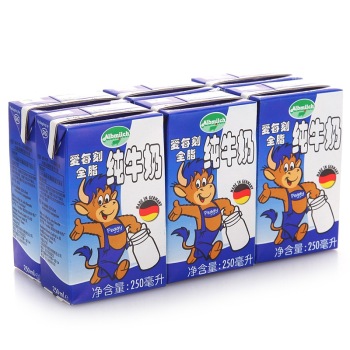 德国进口 爱每刻(albmilch)全脂纯牛奶 250mlx6盒 9.9元
